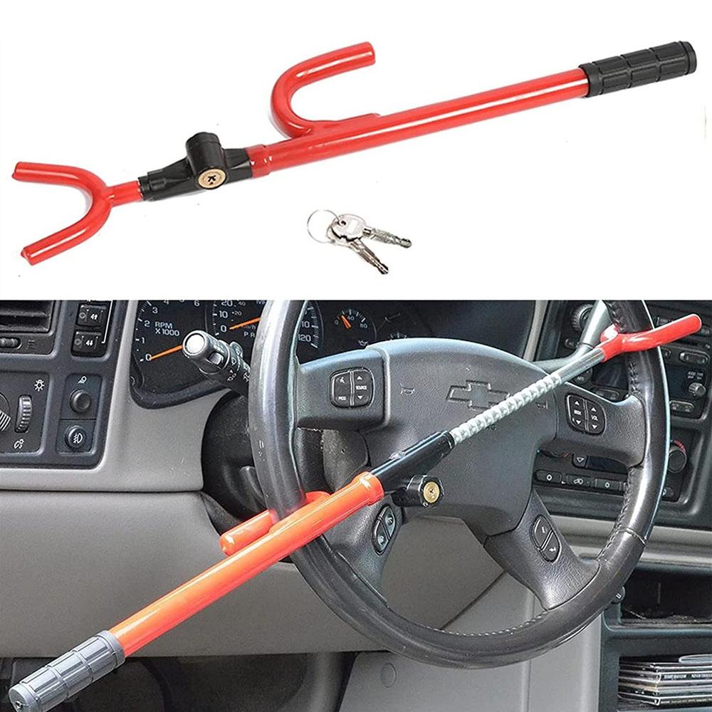 Universal Steering Wheel Lock Heavy Duty Twin Hooks Anti Theft Steering Wheel Lock Extension-type Car Lock for Car Van Truck SUV