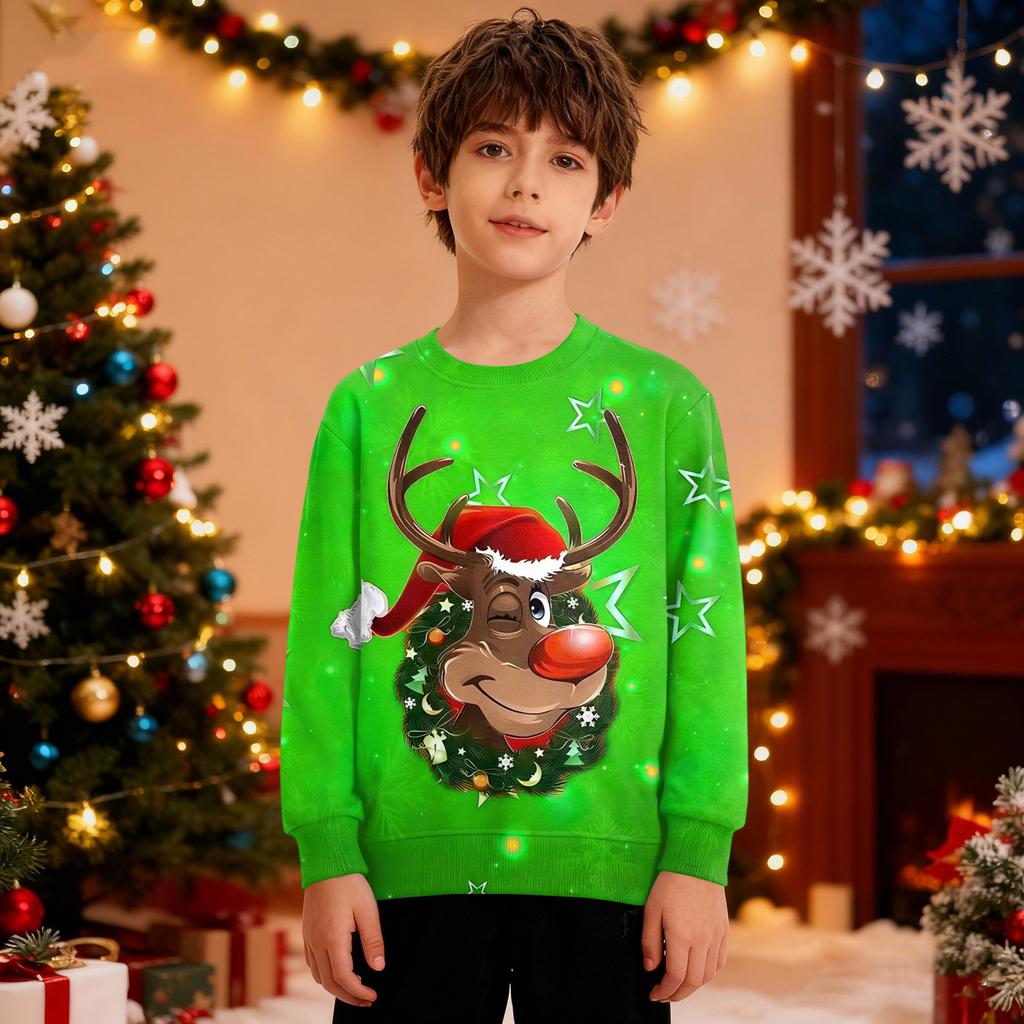 Christmas Sweatshirt Boys Girls Ugly Xmas Christmas Shirt Crewnek Toddler Long Sleeve Pullover Outfit Tops