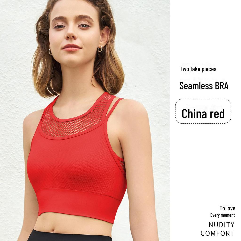 High-Impact Mesh Yoga Vest with Chest Pad