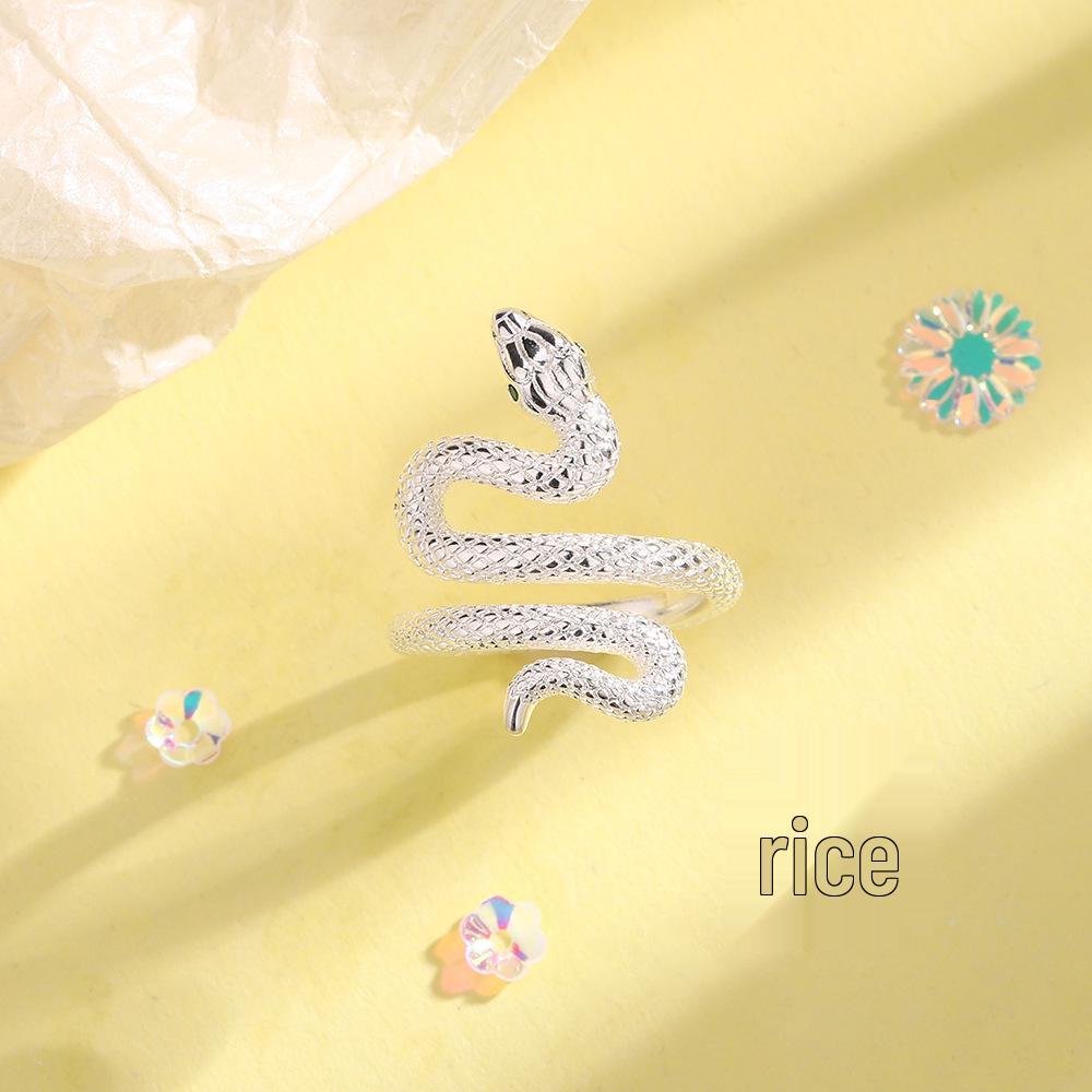 Unique Dark Green Snake Ring: Cold Fashion Style with Textured Winding Design for the Index Finger