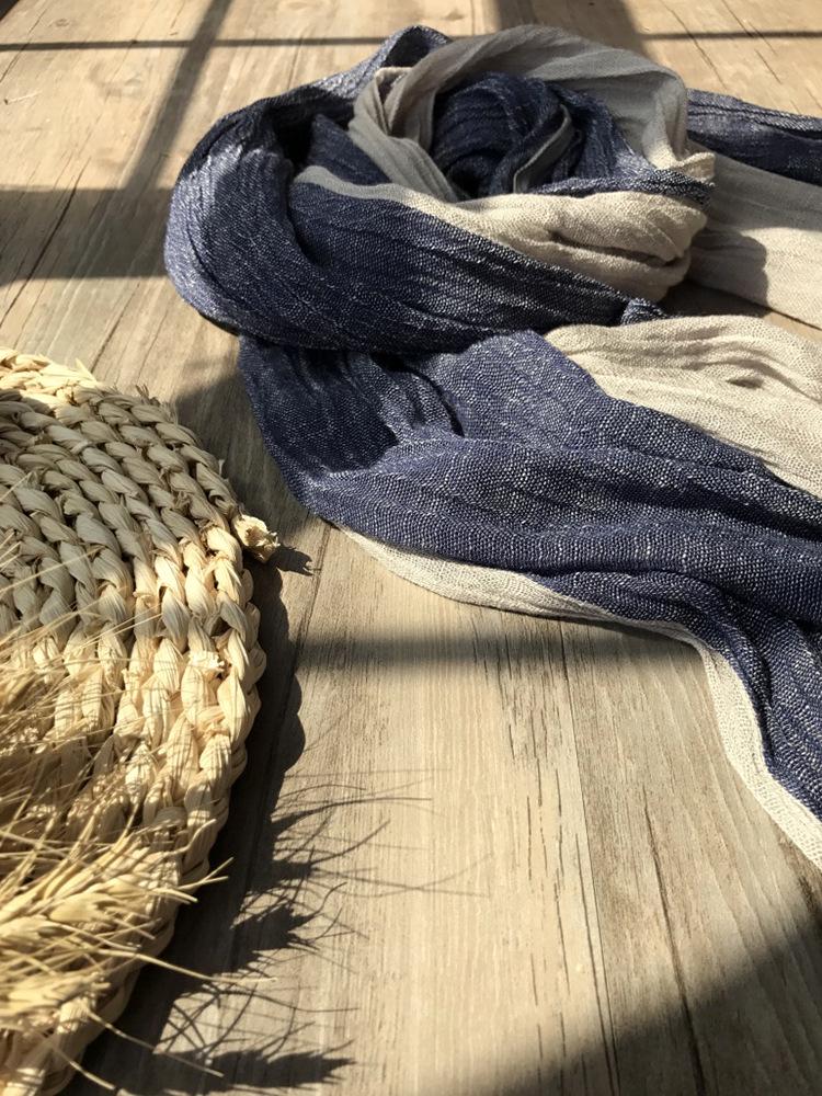 Autumn/Winter Cotton-Linen Color Block Scarf: Korean-Style Shawl for Women & Men