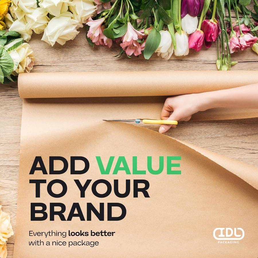 IDL Packaging 24 x 2160 180 feet Brown Kraft Paper Roll 30lb Thickn Quality Paper for Packing Moving Shipping Crafts 100 Recycl