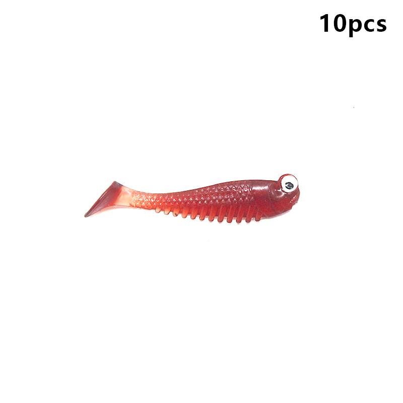 10Pcs/Lot Fishing Soft Lure Luminous Fishing Lure 5Cm 1.3G Artificial Silicone Bait Worm Sea Wobbler Swimbaits For Bass Tackle