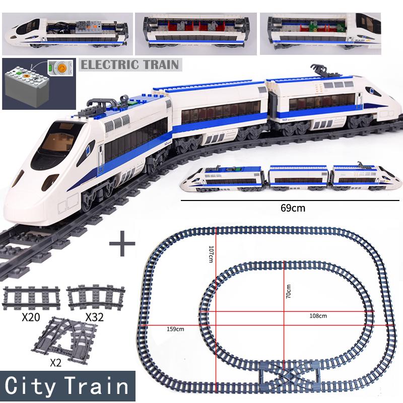 City Trains Flexible Tracks Forked Straight Curved Rails Switch Building Blocks Creative Toys for Kids Gifts