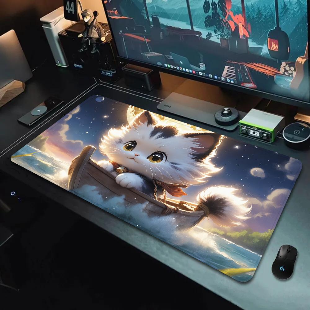 Cartoon Lovely Lively Anime Cats Silicone Gaming Mouse Pad Large Keyboard Pad Mouse Pad For Keyboard With Antislip Table Mat