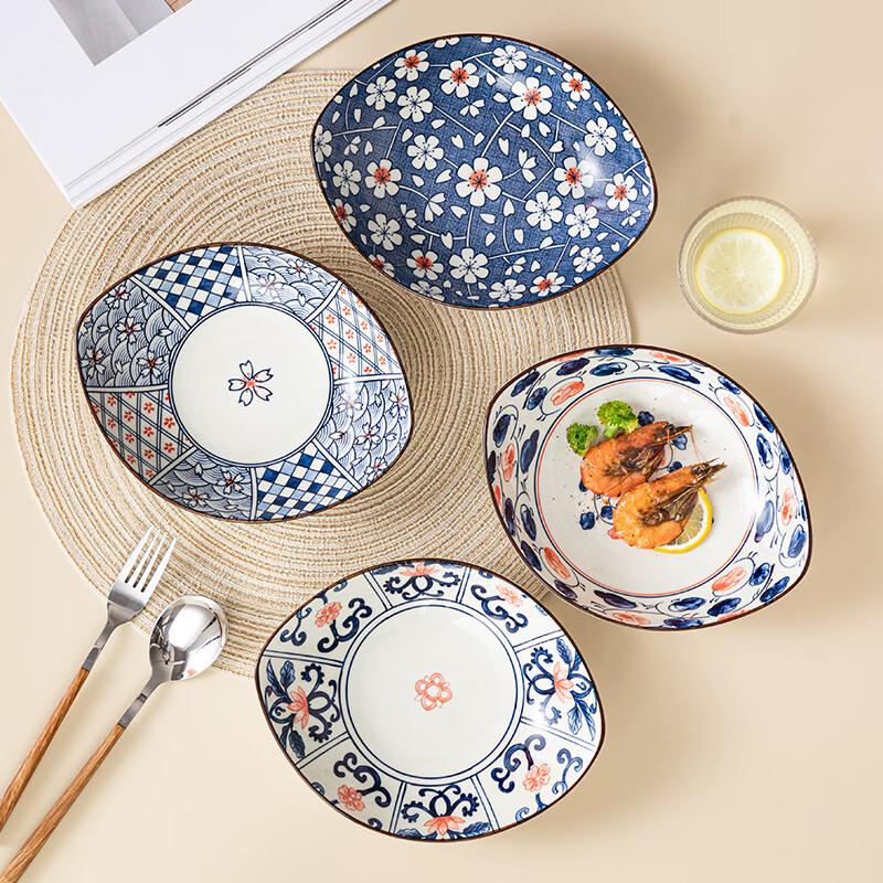 De Rui En Retro Japanese Underglaze Ceramic Olive Boat Plate