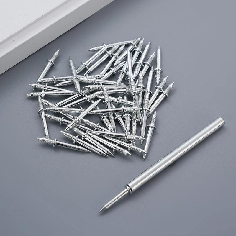 50/100pcs Pcs Nail Without Marks Metal Rust-Proof Nails Wood No Trace Double Head Nails Seamless Nails Skirting Thread Seamless