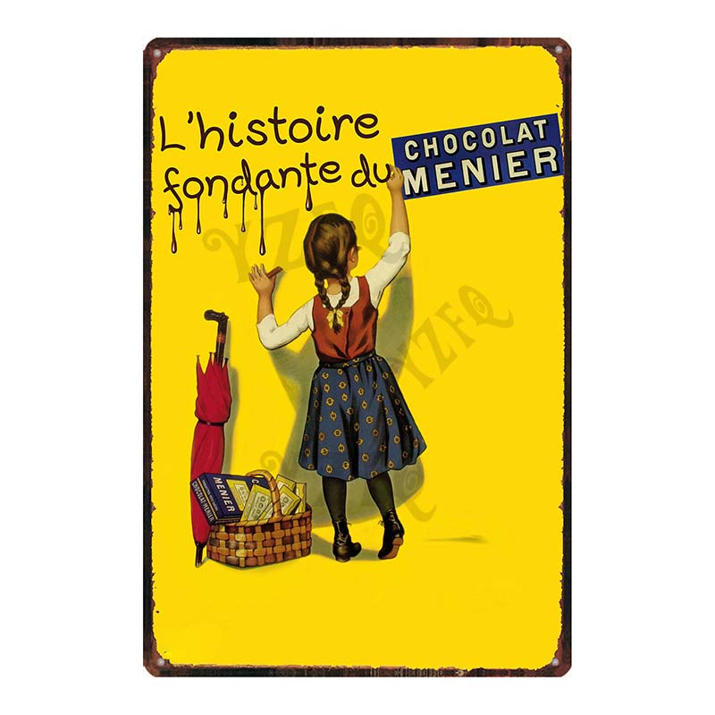 YZFQVintage Affiche Alimentaire Chocolat Métal Rétro Panneaux Candy Bar Plaque Murale Cuisine Maison Restaurant Décoration DU-6822B