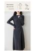Women's Cashmere Knit A-Line Dress - Mid-Length, Round Neck, Over-the-Knee, 100% Pure, Casual and Versatile