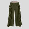 INCERUN Autumn Men Elastic Waist Irregular Ruffled Casual Long Straight Pants Trousers