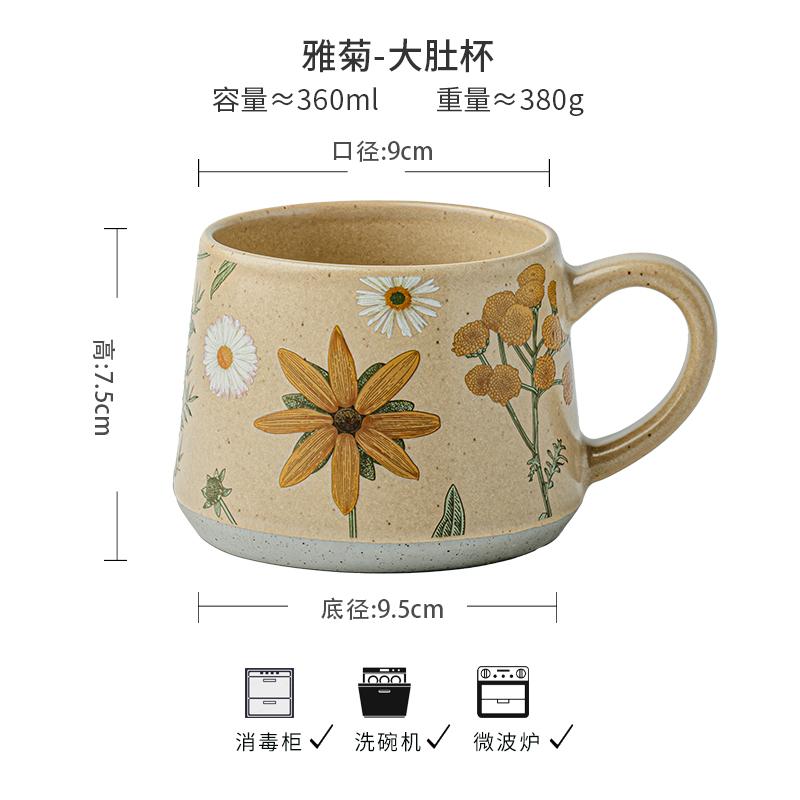 Retro Floral Pattern Ceramic Cup Large Capacity Coffee Mug Milk Cup Breakfast Cup Beverage Cups Household Water Cups Tea Cups