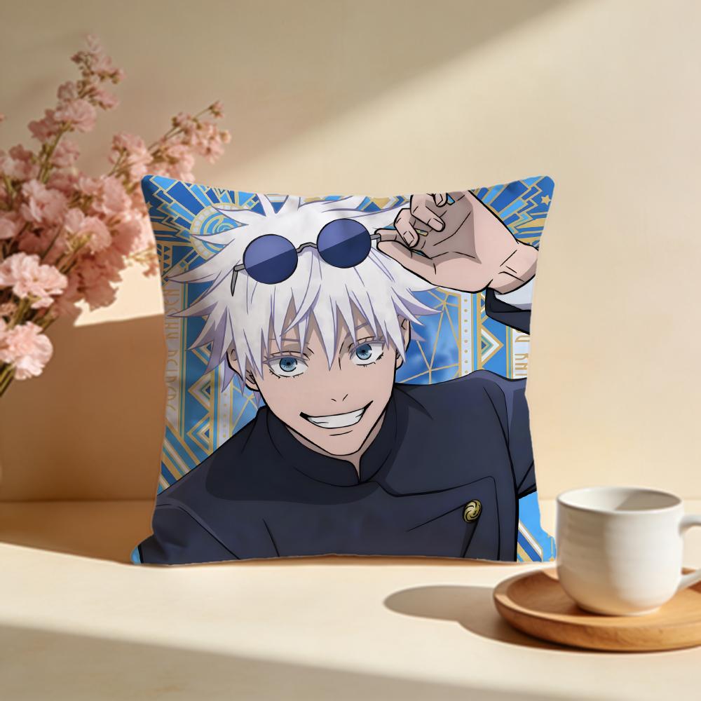 Fashion JJujutsu Kaisenes Cushion Cover Stylish Washable Pillow Cover Ideal for Couch Bedroom Car Decoration