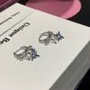 Koreanische Mode Blaue Kristall Achteckige Anhängerohrringe für Damen Einfache Metall Kreuz Hängeohrringe Charme Schmuck Geburtstagsgeschenke