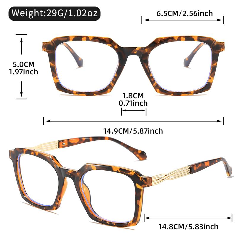 Retro Black Frame Blue Light Glasses, Gold Twisted Legs Design, Clear Lens Computer Eyewear for Men & Women Eye Protection