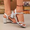 Women's Open Toe Strappy Block Heel Sandals Summer Casual Adjustable Buckle Ankle Strap Footwear for Outdoor and Indoor Use