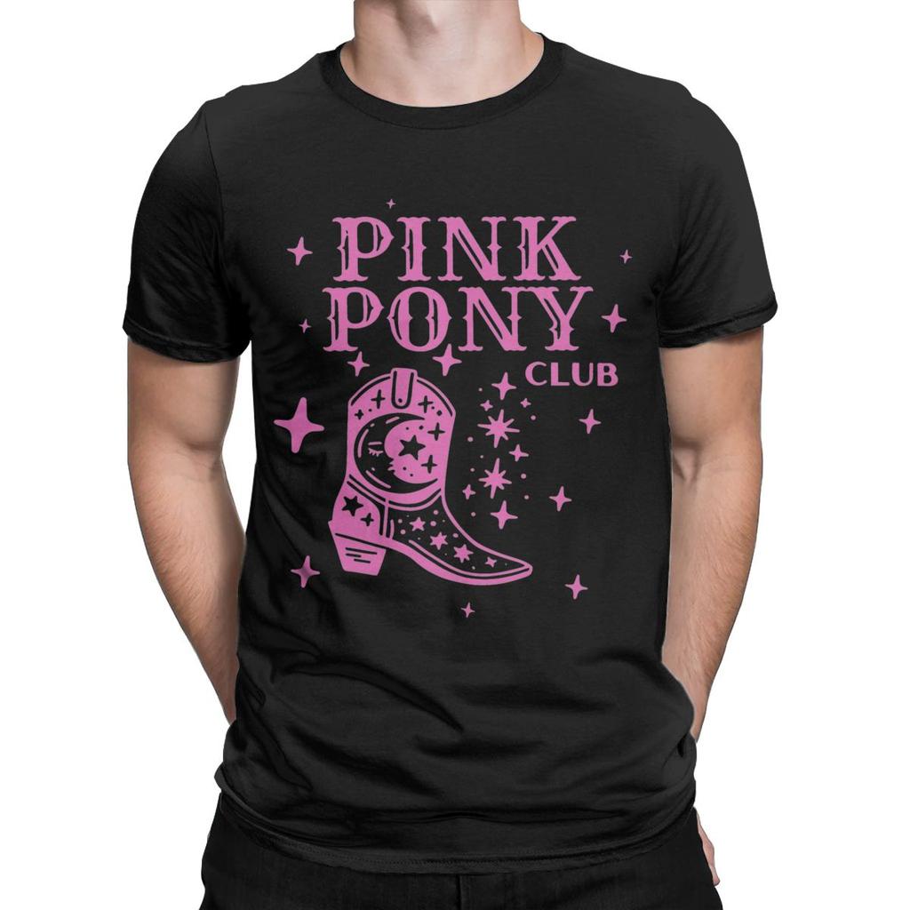 Men Pink Ponys Club Chappell Roan T Shirt Pure Cotton Clothes Funny Short Sleeve Crewneck Tee Shirt Printed T-Shirts