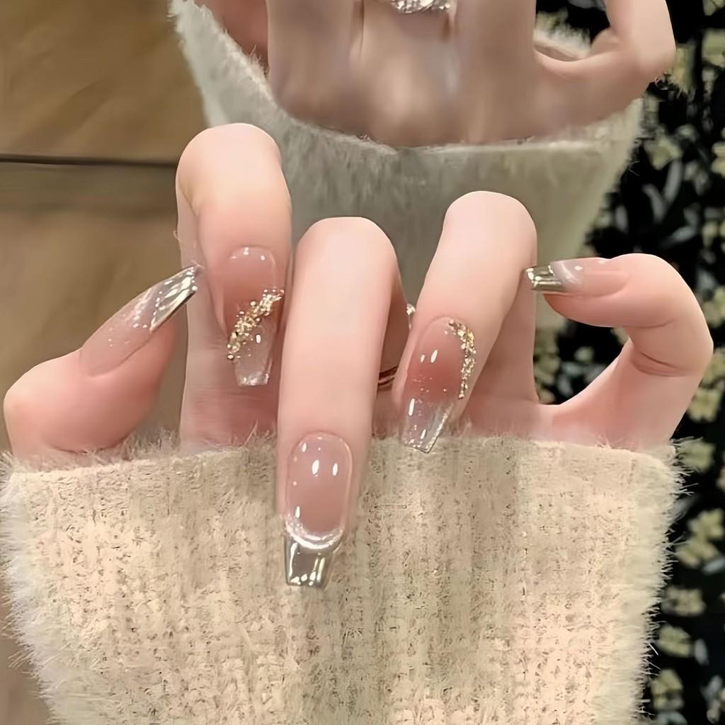 Fashionable Hand-painted Radial False Nails French Blush Nail Style 3283093 National Brand