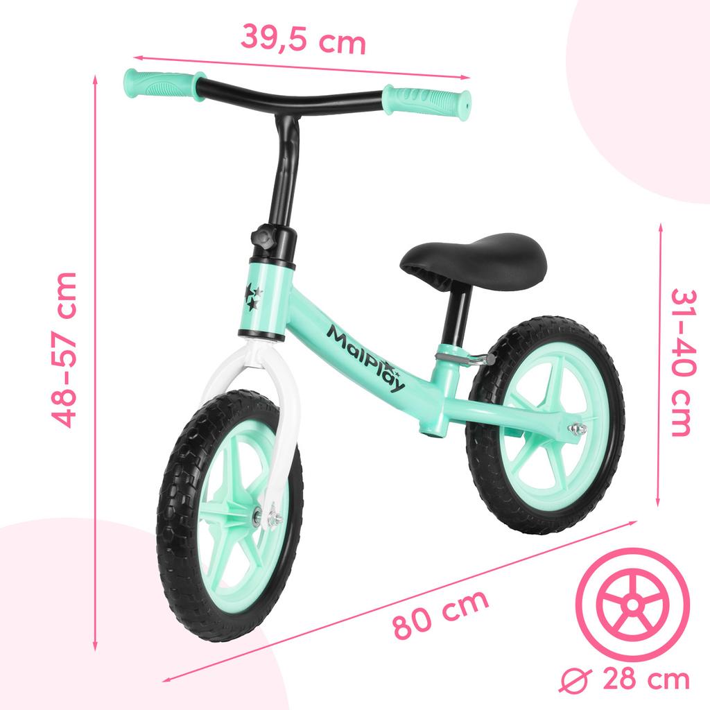 Children'S Balance Bike With Foam Wheels Eva 12" Fliko Turquoise And White