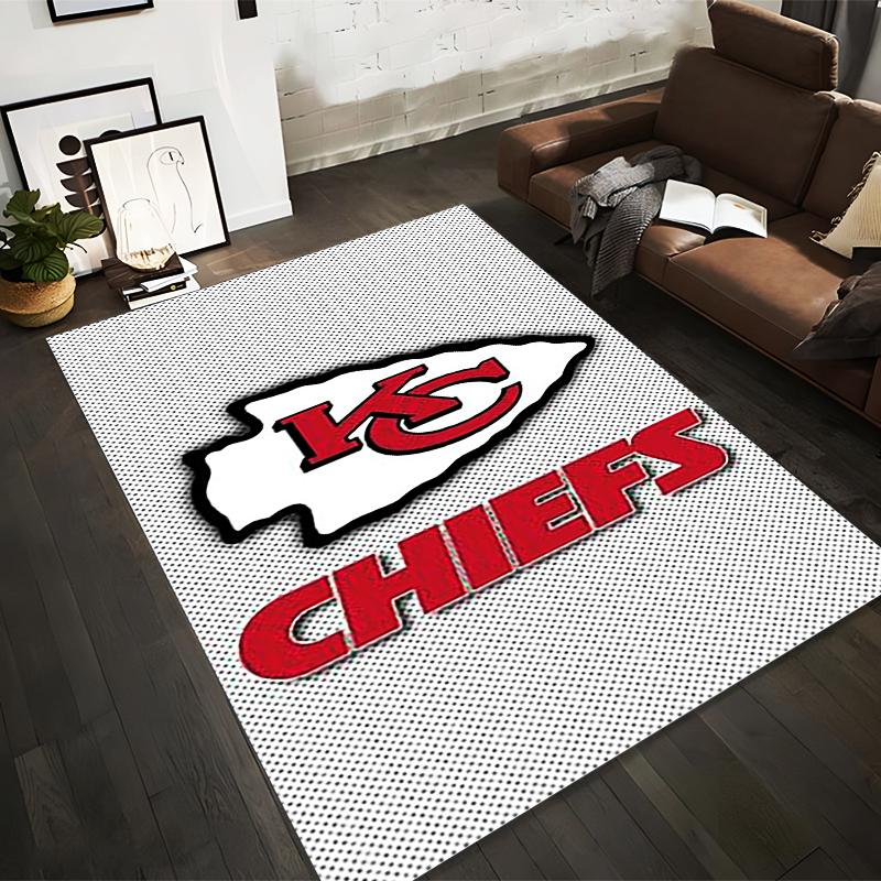 "KC Chiefs Logo Design Teppich - Pfeilspitzen-Stil Rutschfester Teppich geeignet für Wohnzimmer- und Schlafzimmer-Sofas"