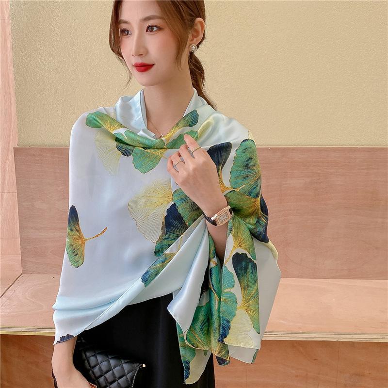 

Модный шелковый шарф с принтом, роскошный весенне-осенний бандана, фуляр, шарф, дорожный шарф для защиты от солнца, платок, шаль для мамы 180x90cm