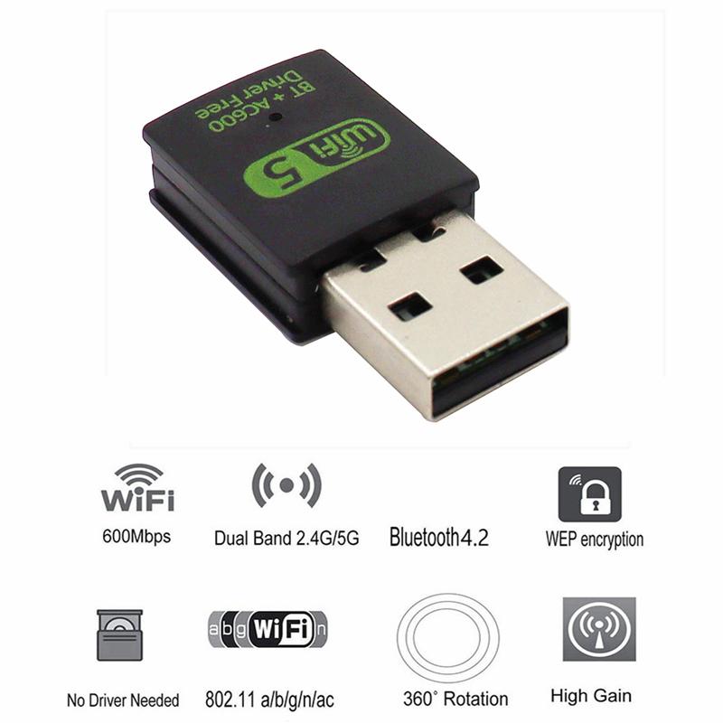 600Mbps Usb Wifi Bluetooth Adapter Dual Band 2.4/5.8Ghz Wireles Rtl8821Cu Dongle