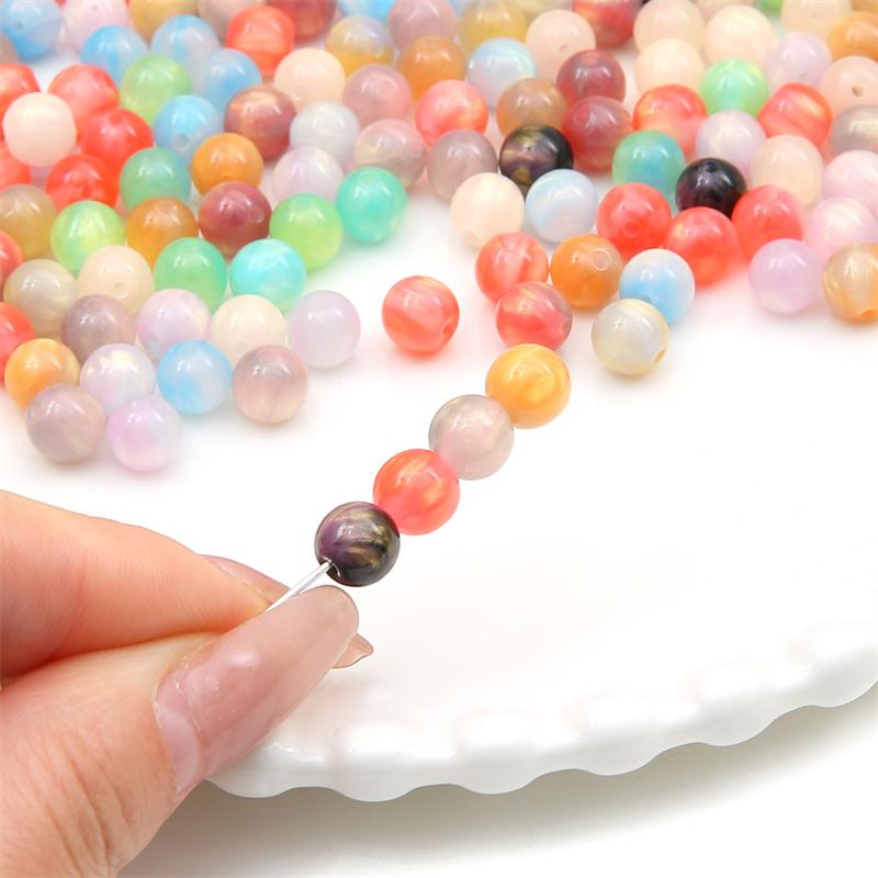 Perles en Résine 8mm/10mm/12mm Ciel Étoilé Coloré Perles Espacement Rondes Libres Pour Collier Bracelet Boucle d'Oreille Porte-clés Fabrication de Bijoux DIY Accessoires