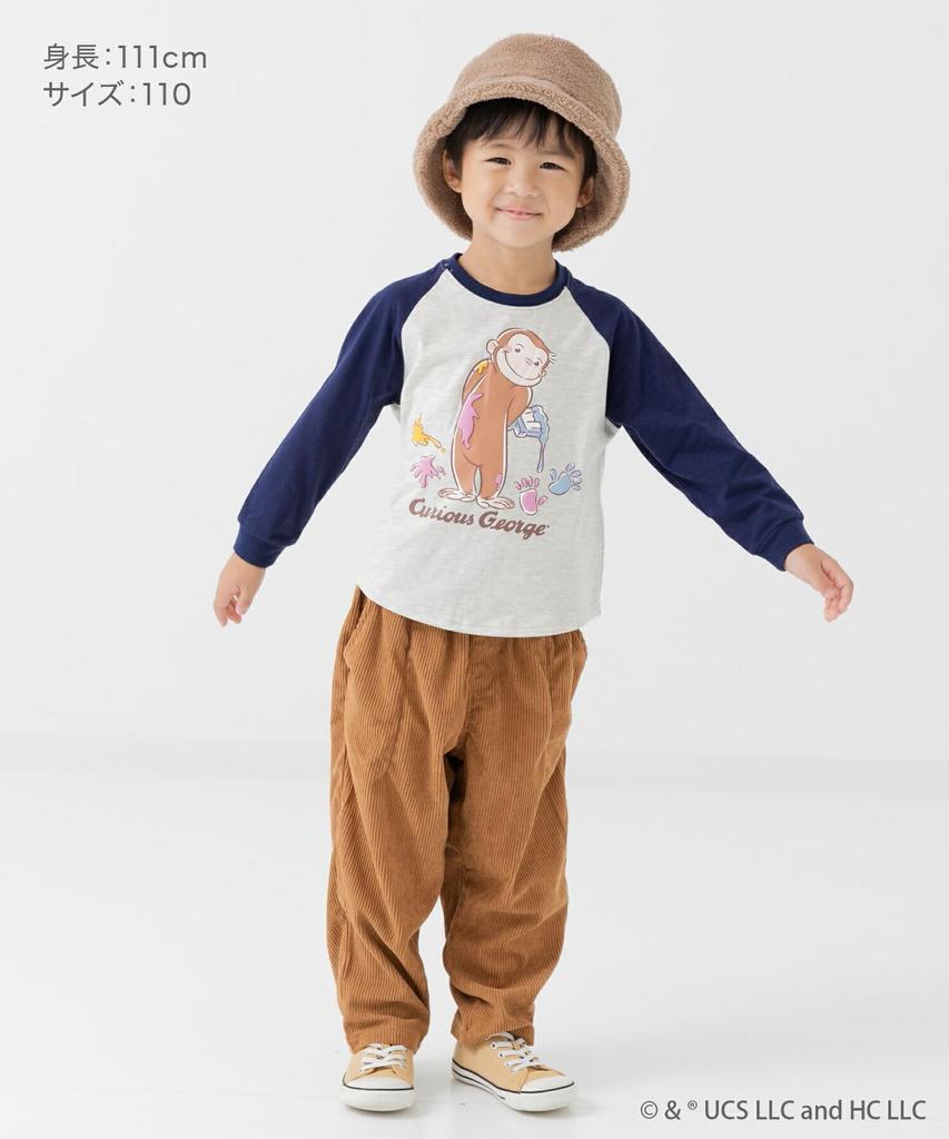 chil2 Curious George Long Sleeve T-Shirt, Kids' Long Tee, Children's Clothing, Baby Clothes, Tops, Boys and Girls, 94251881-110NV