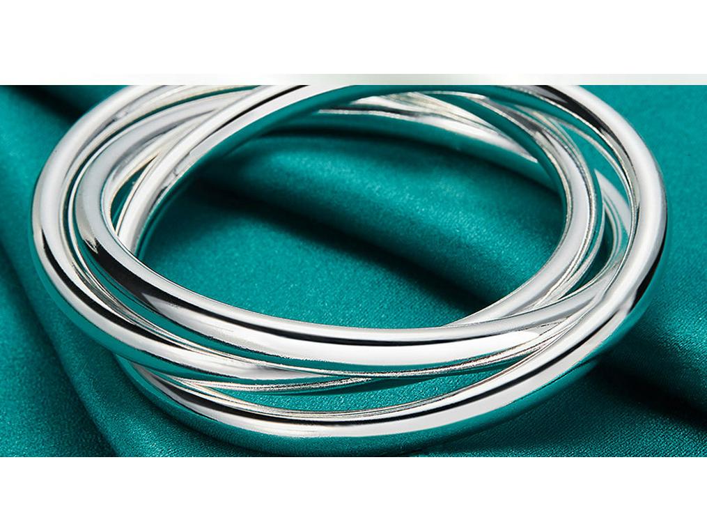 Pulsera de Plata de Triple Círculo para Mujer: Joyería sólida de múltiples círculos de West Lake Beauty