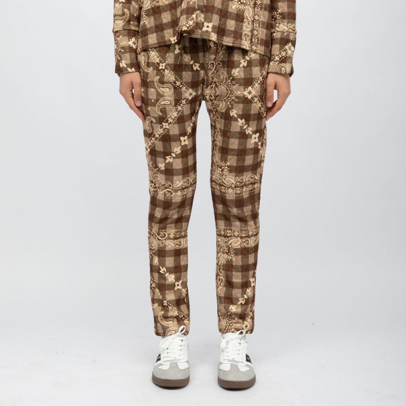 Women's Brown Tracksuit Pants with Bandana Pattern HOLLY AND JOEY