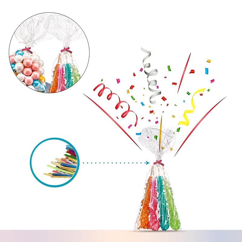 50/100 peças de sacos de celofane transparentes, sacos plásticos opp transparentes, pirulitos de doces, biscoitos, sacos de embrulho para presente, suprimentos de panificação para lembrancinhas de festa