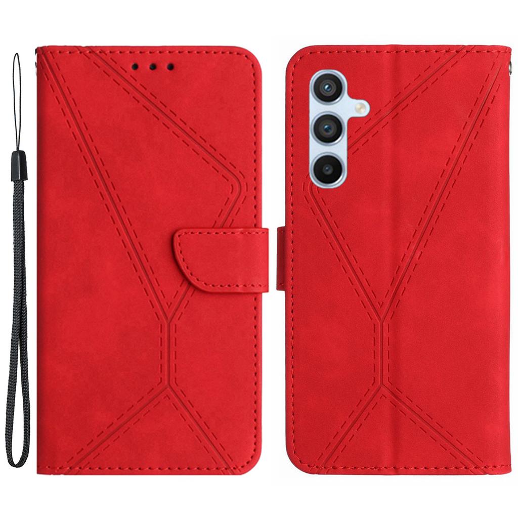 HT05 For Samsung Galaxy M35 5G Case Skin-Touch Lines PU Leather Phone Cover