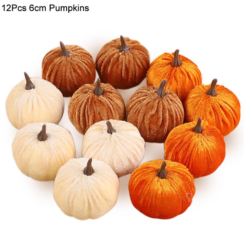 Thanksgiving Flannel Pumpkin Model Artificial Pumpkins for Halloween Party Table Decoration Autumn Fall Home DIY Craft Wreath