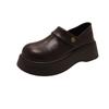 Round head heightening British style retro platform small leather shoes women's 2025 new spring and autumn skirt French loafer single shoes