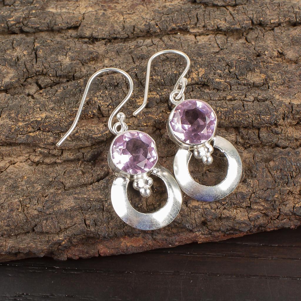 Morganite Earrings, Handmade Gemstone Jewelry, 925 Solid Sterling Silver Earrings Designer Jewelry, For Engagement Gift