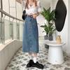Autumn 2024 Women's High Waist A-Line Denim Midi Skirt