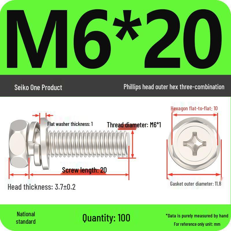 Hexagon Head Combination Screw Bolt Set with Washer and Spring Washer