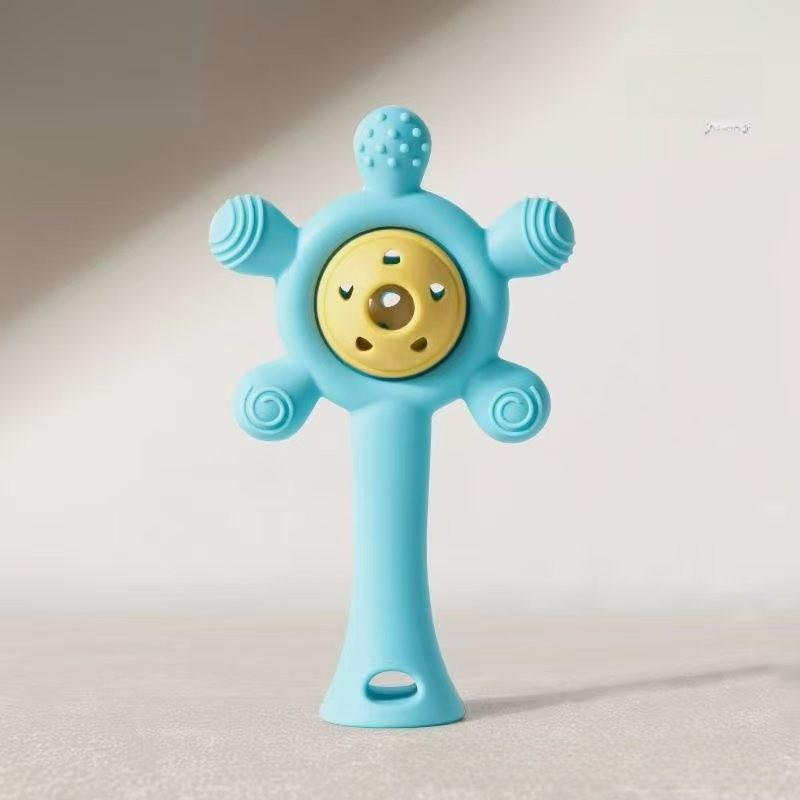 Baby Silicone Teething Toy With Hand Rattle For Soothing And Chewing Fun