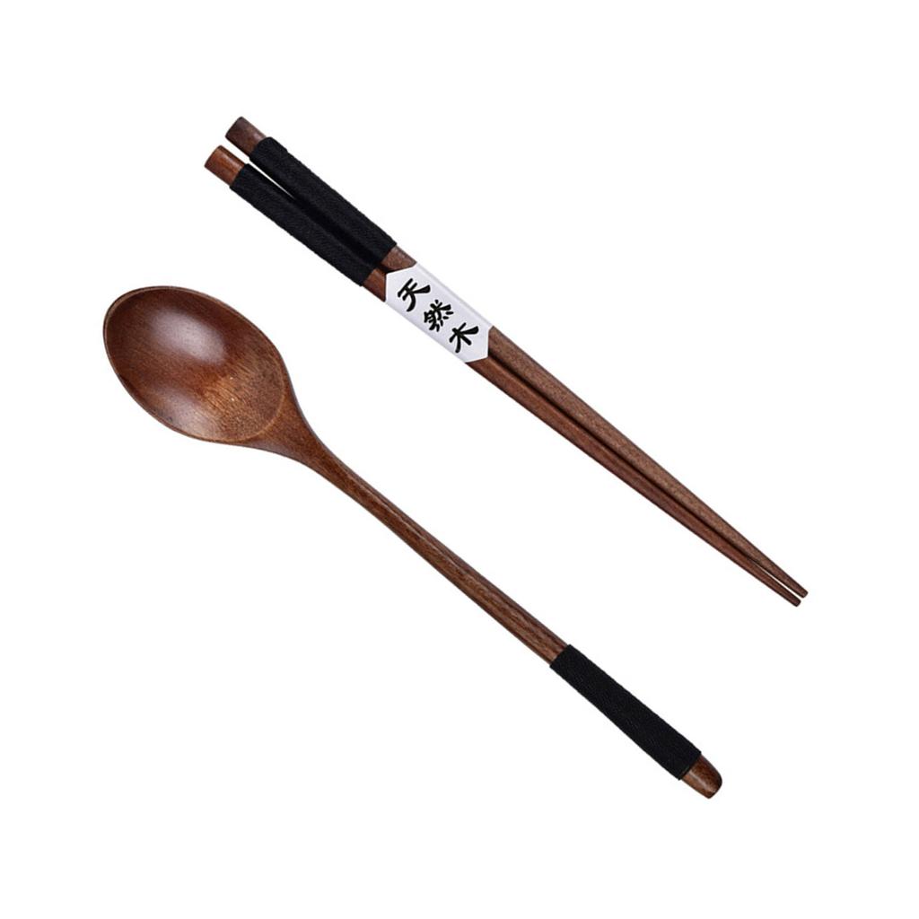 Natural Wooden Chopsticks And Spoon Set Eco Friendly Kitchenware Wood Grain Utensils Wood Cutlery For Daily Use