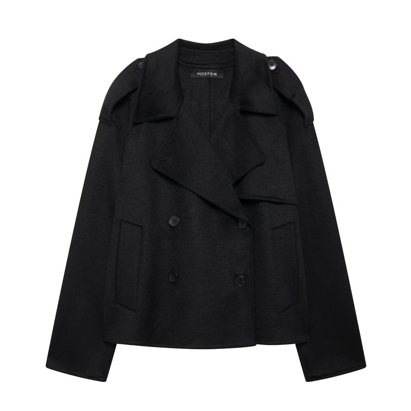 Kaslead New Arrival Women's Fashion Style Stylish Simple and Versatile Blended Short Coat Outwear 8491243