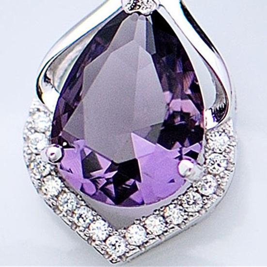 Purple Faux Crystal Women Necklace Hollow Alloy Shining Luxury Sweater Necklace Jewelry Accessories