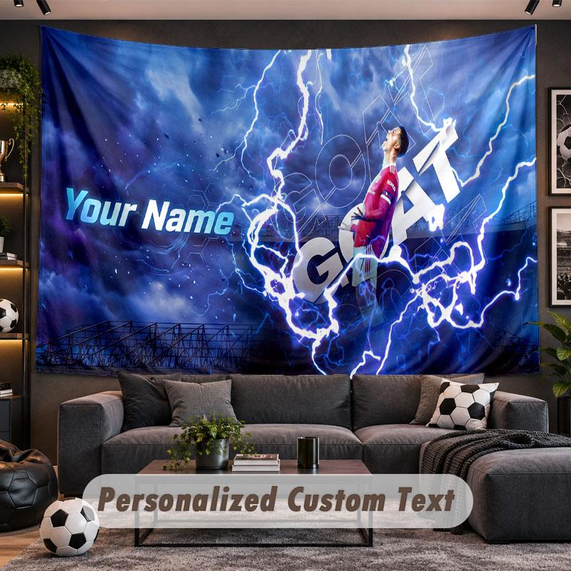 Wandtapijt met aangepaste naam Cristiano Ronaldo patroon Gepersonaliseerde bedrukte stof Wanddecoratie