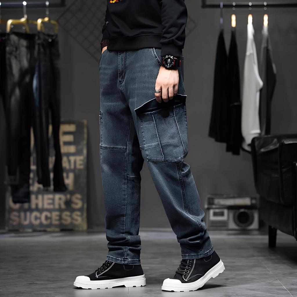 Große Größen Herren Frühling und Herbst Casual Denim Hosen