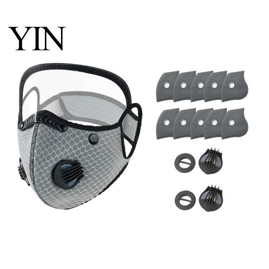 Mască Protectoare Anti-ceață Față Ciclism cu Filtru și Valvă de Respirație, Ochelari Reutilizabili Praf Carbon, Scut Protector Ușor pentru Exterior