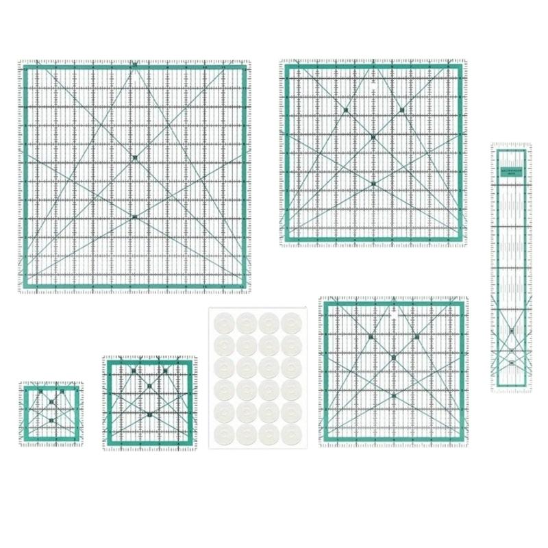 

6Pcs Professional Sewing Ruler Set Clear Acrylic Quilting Ruler Patchwork Stencils Measuring Tool for Fabric Cutting синій