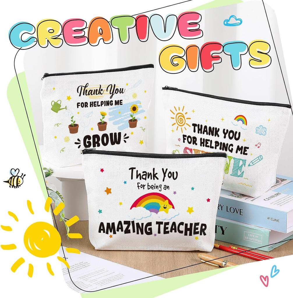 Teacher Gifts Teacher Appreciation Gifts Thank You Teacher Gift Bags Zipper Cosmetic Makeup Bag Canvas Pencil Pouch