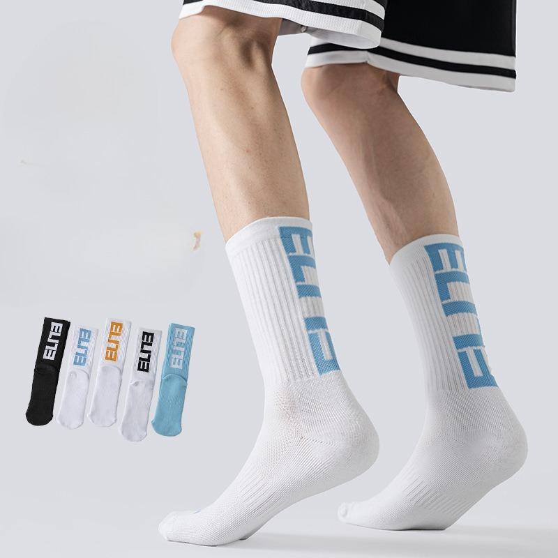 Summer Men's Long Tube Football Sports Socks, Comfortable and Breathable for Running All Year Round, Long Tube Running Letter Socks