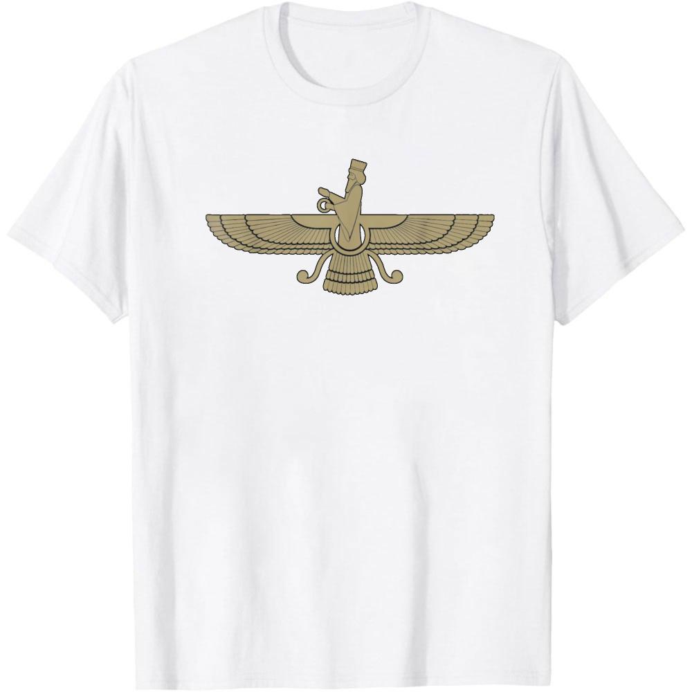 Egyptian Symbol Men's T-Shirt Faravahar Ancient Persian Design Casual Wear Summer Fashion Round Neck Clothes