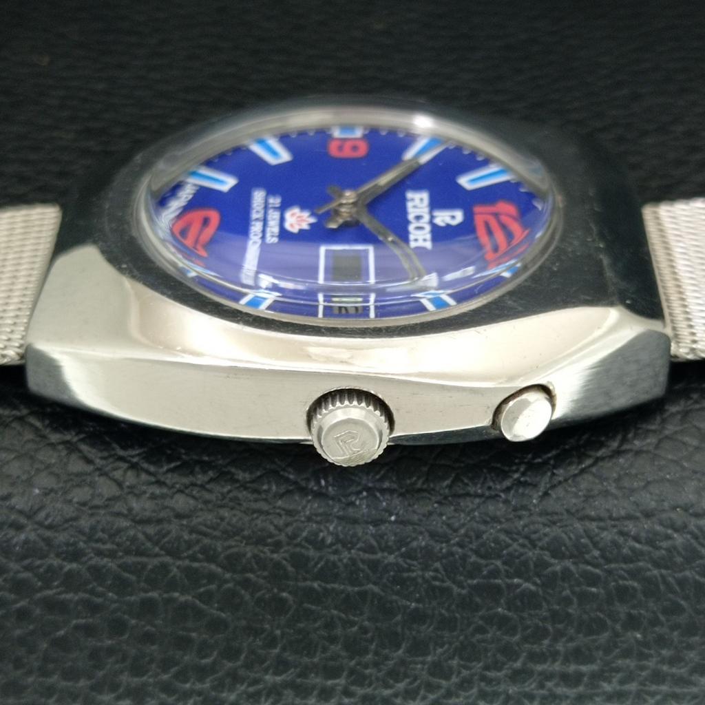 RICOH R31 AUTOMATIC VINTAGE JAPAN MENS BLUE COLOR DIAL WATCH a707608-1