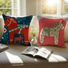 Cute Print Art DDala Horse Cushion Cover Pillowcase Antidustmite Invisible Zipper Short Plush Sofa Cushion