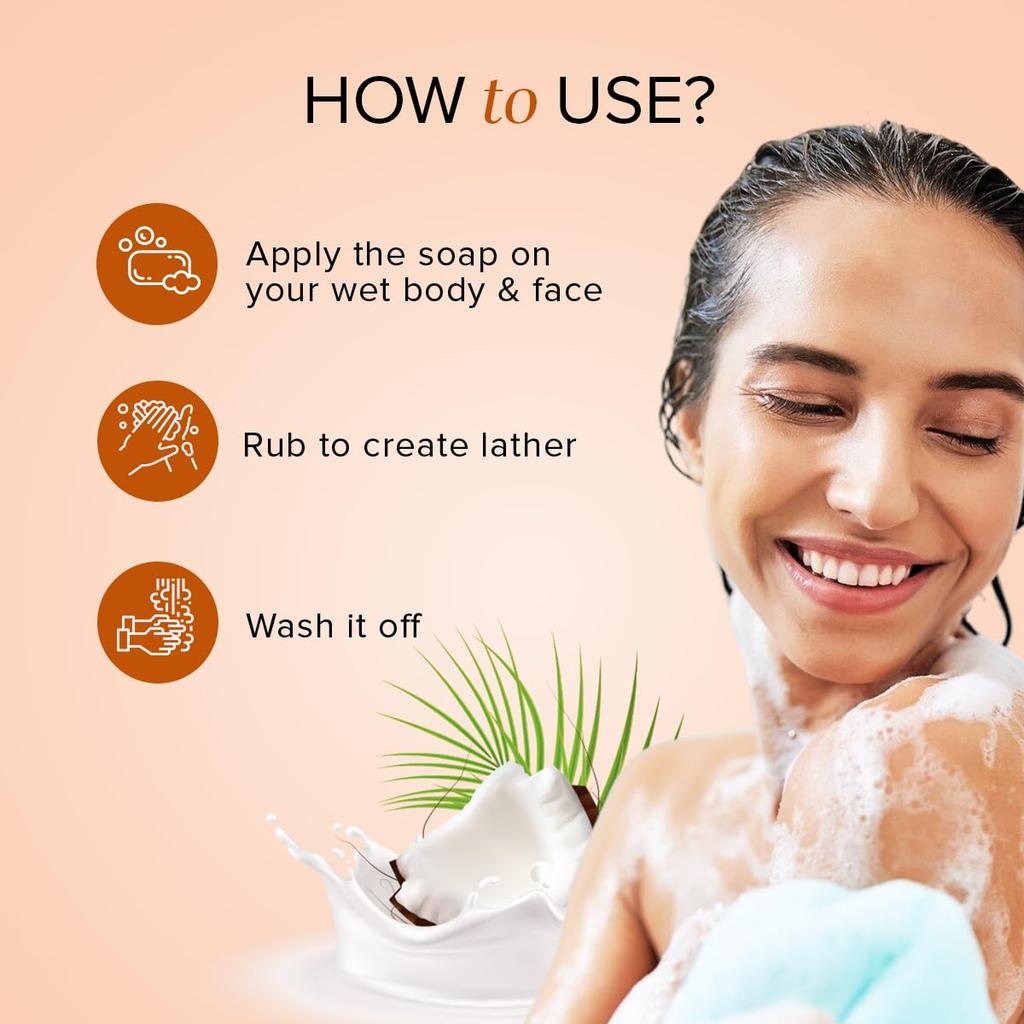 Khadi Natural Coconut Milk & Honey Soap Pack of 1 – Deeply Moisturizing Bathing Bar for All Skin Types 125g x 3